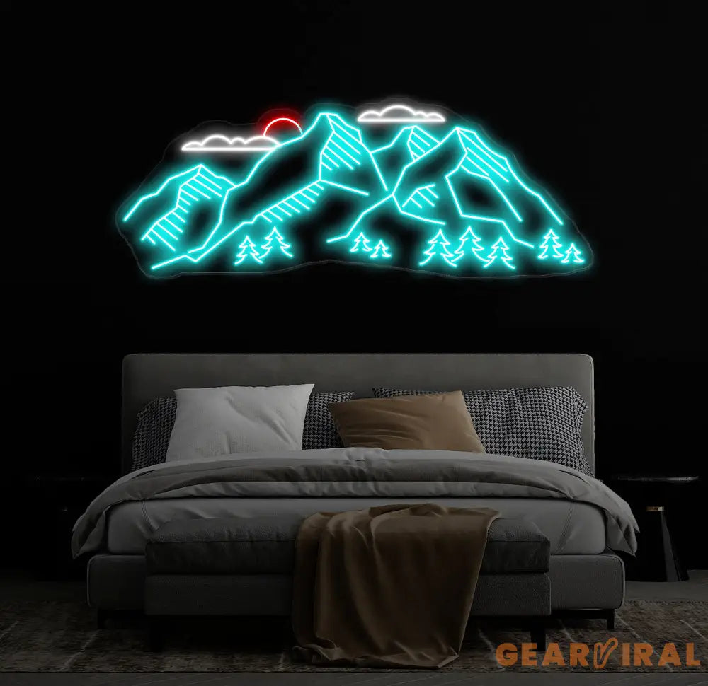 Mountain Landscape Neon Sign - Customizable Nature Wall Art For Outdoor Lovers Perfect Decor For Adventure-Themed Rooms