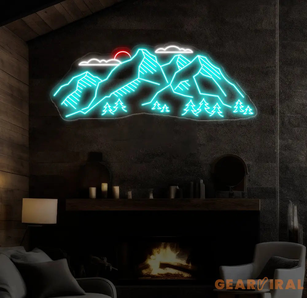 Mountain Landscape Neon Sign - Customizable Nature Wall Art For Outdoor Lovers Perfect Decor For Adventure-Themed Rooms