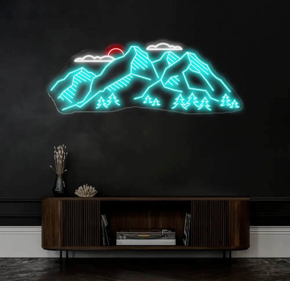 Mountain Landscape Neon Sign - Customizable Nature Wall Art For Outdoor Lovers Perfect Decor For Adventure-Themed Rooms
