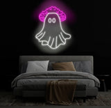 Mushroom Ghost Neon Sign - Spooky LED Wall Art Custom Halloween Neon Light Fun Ghost Decor for Home or Party Unique