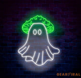 Mushroom Ghost Neon Sign - Spooky LED Wall Art Custom Halloween Neon Light Fun Ghost Decor for Home or Party Unique