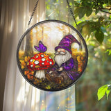Mushroom Gnome Glass Suncatcher Whimsical Woodland Window Decor Garden Lover Gift Fairycore Fantasy Home Accent