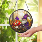 Mushroom Gnome Glass Suncatcher Whimsical Woodland Window Decor Garden Lover Gift Fairycore Fantasy Home Accent