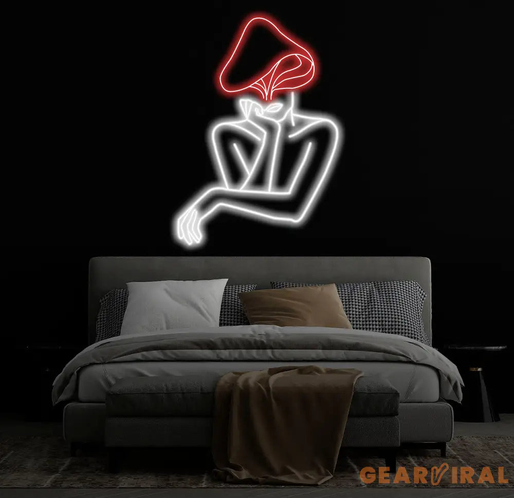 Mushroom Lady Led Neon Sign Girl Body Neon Sign Bar Neon Sign for Man Cave Decor Bedroom Wall Decor Party Art