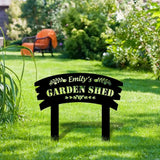 My Garden Sign with Flowers Custom Metal Sign - Garden Decor Metal Stake - Personalize Garden Metal Yard Sign