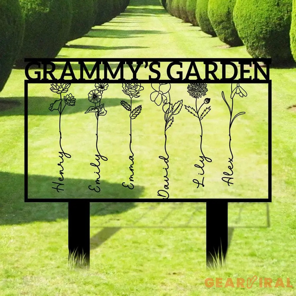 Nana’s Garden Flower Metal Sign Personalized Family Name Metal Sign Family LED Wall Decor Personalized Wall Art