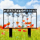 Nana’s Garden Flower Metal Sign Personalized Family Name Metal Sign Family LED Wall Decor Personalized Wall Art