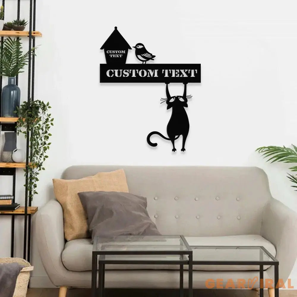 Naughty Cat Address Metal Sign Personalized Family Led Sign Outdoor Door Decor Personalized Address Wall Art Gift for
