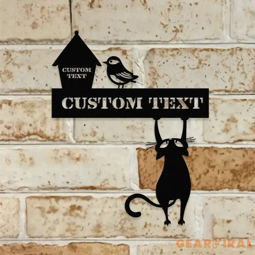 Naughty Cat Address Metal Sign Personalized Family Led Sign Outdoor Door Decor Personalized Address Wall Art Gift for