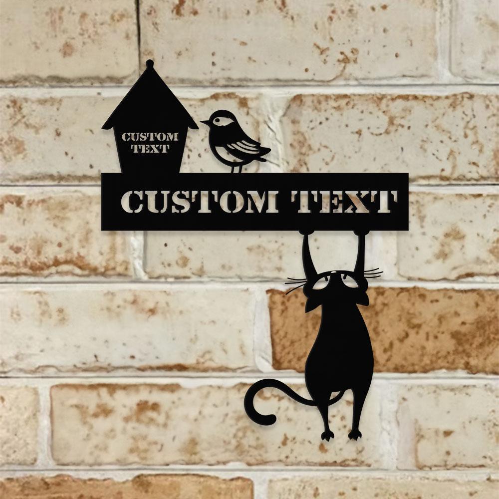 Naughty Cat Address Metal Sign, Personalized Family Led Sign, Outdoor Door Decor, Personalized Address  Wall Art, Gift for Housewarming