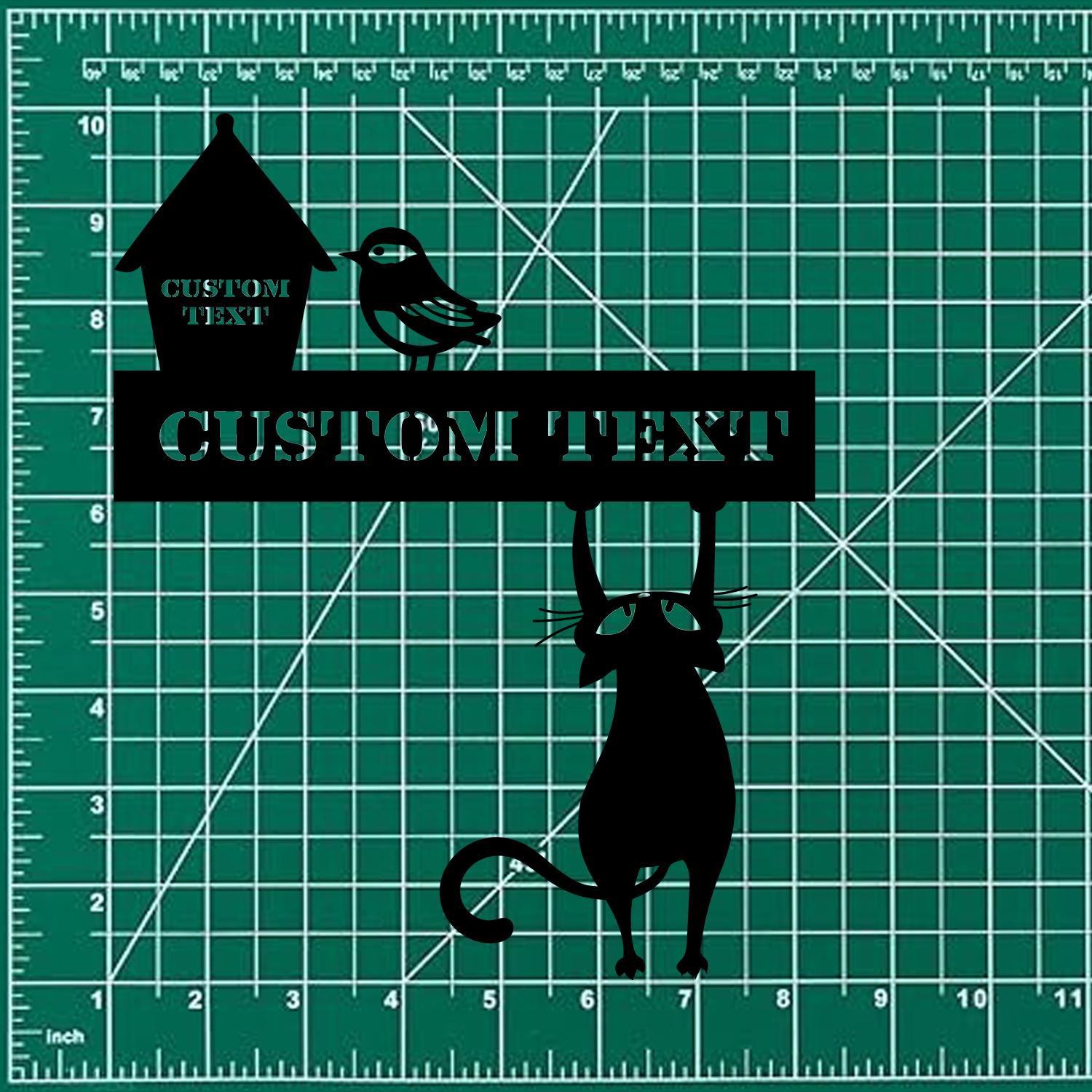 Naughty Cat Address Metal Sign, Personalized Family Led Sign, Outdoor Door Decor, Personalized Address  Wall Art, Gift for Housewarming