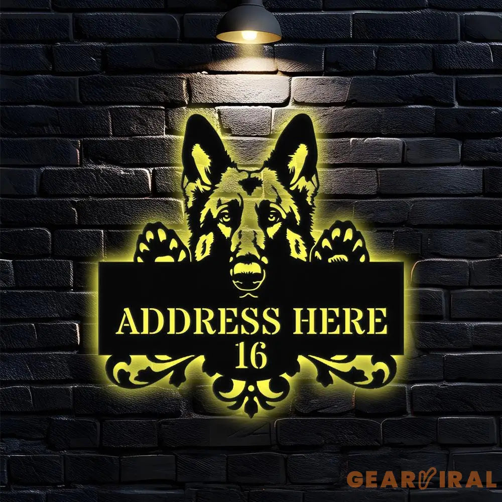 Naughty Dog Address Metal Sign Personalized Family Led Sign Outdoor Door Decor Personalized Address Wall Art Gift for