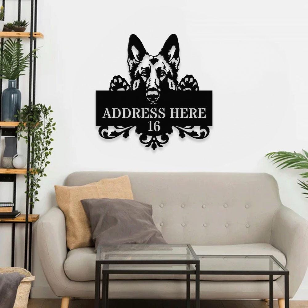 Naughty Dog Address Metal Sign, Personalized Family Led Sign, Outdoor Door Decor, Personalized Address Wall Art, Gift for Housewarming