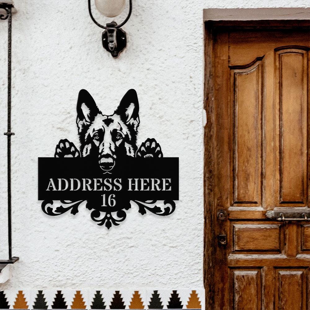 Naughty Dog Address Metal Sign, Personalized Family Led Sign, Outdoor Door Decor, Personalized Address Wall Art, Gift for Housewarming