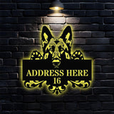 Naughty Dog Address Metal Sign, Personalized Family Led Sign, Outdoor Door Decor, Personalized Address Wall Art, Gift for Housewarming