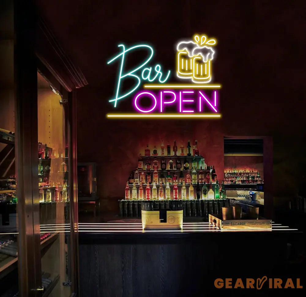 Neon Bar Open Sign Custom Wall Decor Custom Bar Shop Neon Signs Neon Sign Home Bar Decor Neon Led Light Beer Bar Club