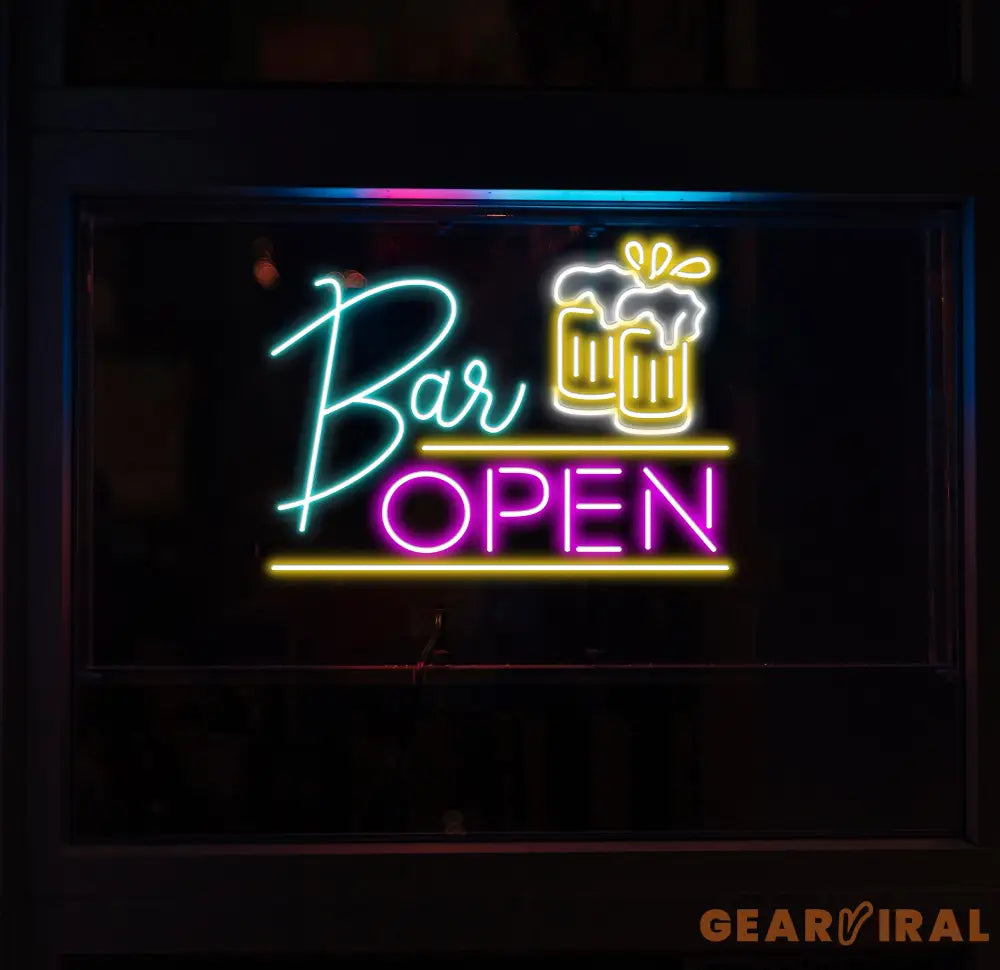 Neon Bar Open Sign Custom Wall Decor Custom Bar Shop Neon Signs Neon Sign Home Bar Decor Neon Led Light Beer Bar Club