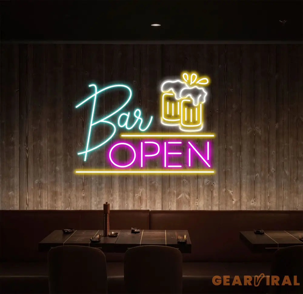Neon Bar Open Sign Custom Wall Decor Custom Bar Shop Neon Signs Neon Sign Home Bar Decor Neon Led Light Beer Bar Club