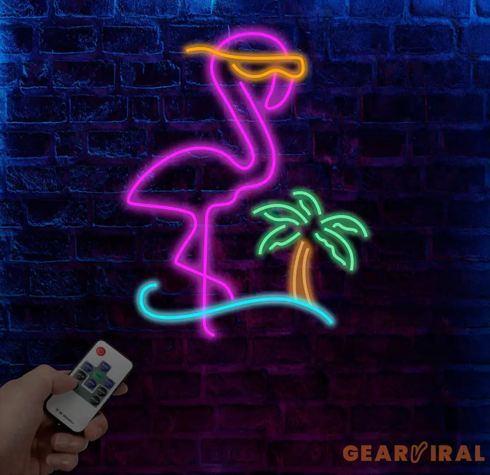 Neon Flamingo Neon Palm Tree Sign Flamingo Neon Sign Flamingo Decor Sunset Vapor Wave Neon Sign Tropical Neon Sign LED