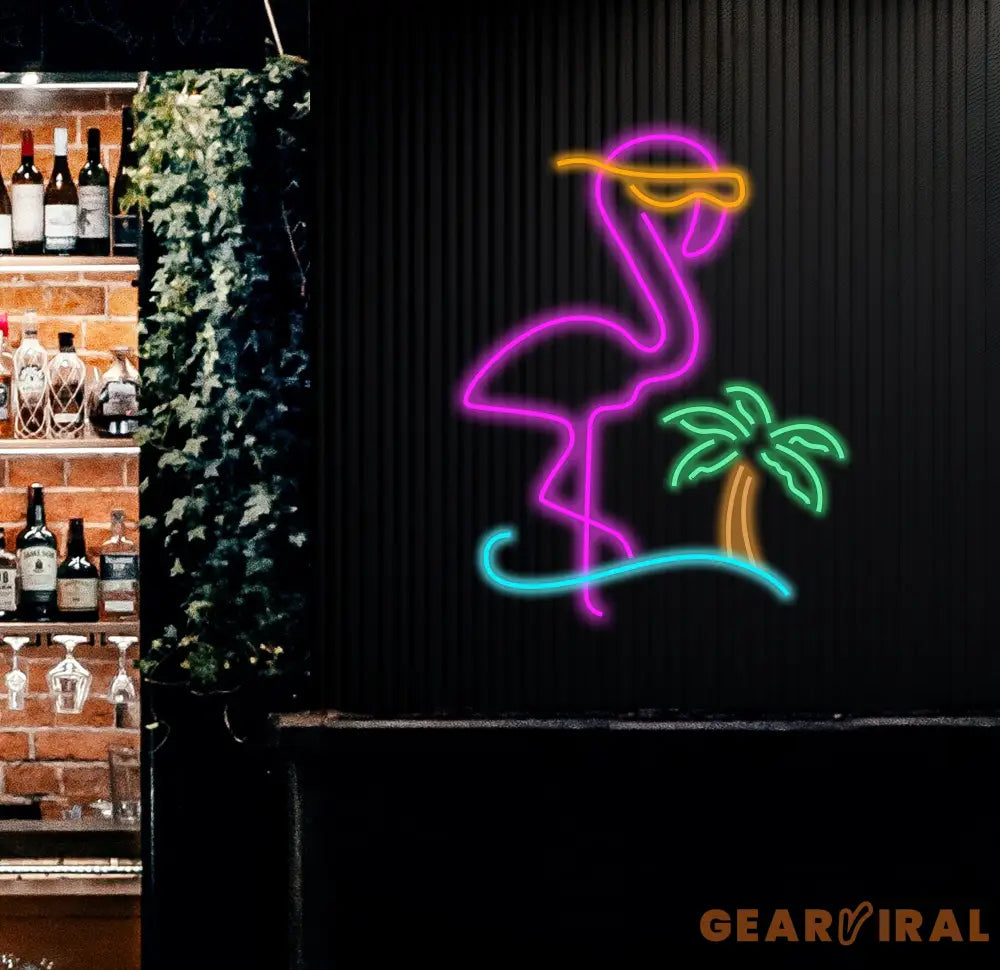 Neon Flamingo Neon Palm Tree Sign Flamingo Neon Sign Flamingo Decor Sunset Vapor Wave Neon Sign Tropical Neon Sign LED