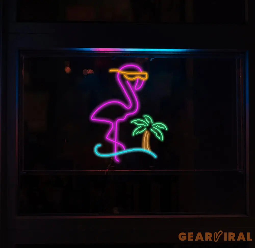 Neon Flamingo Neon Palm Tree Sign Flamingo Neon Sign Flamingo Decor Sunset Vapor Wave Neon Sign Tropical Neon Sign LED