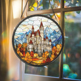 Neuschwanstein Castle Stained Glass Suncatcher Fairytale German Landmark Window Art Magical Travel Decor Gift for Her