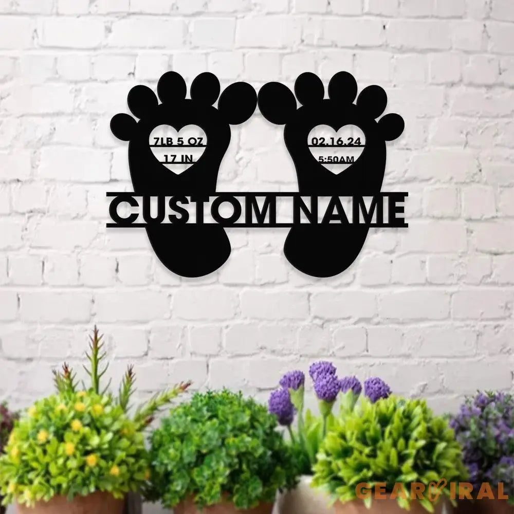 Newborn Prints Monograms Name Metal Sign Personalized Room Name Led Sign Outdoor Door Decor Address Wall Art Newborn