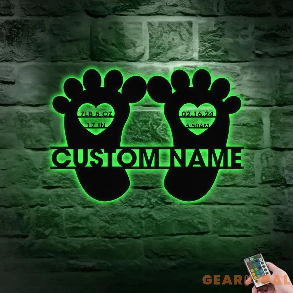 Newborn Prints Monograms Name Metal Sign Personalized Room Name Led Sign Outdoor Door Decor Address Wall Art Newborn