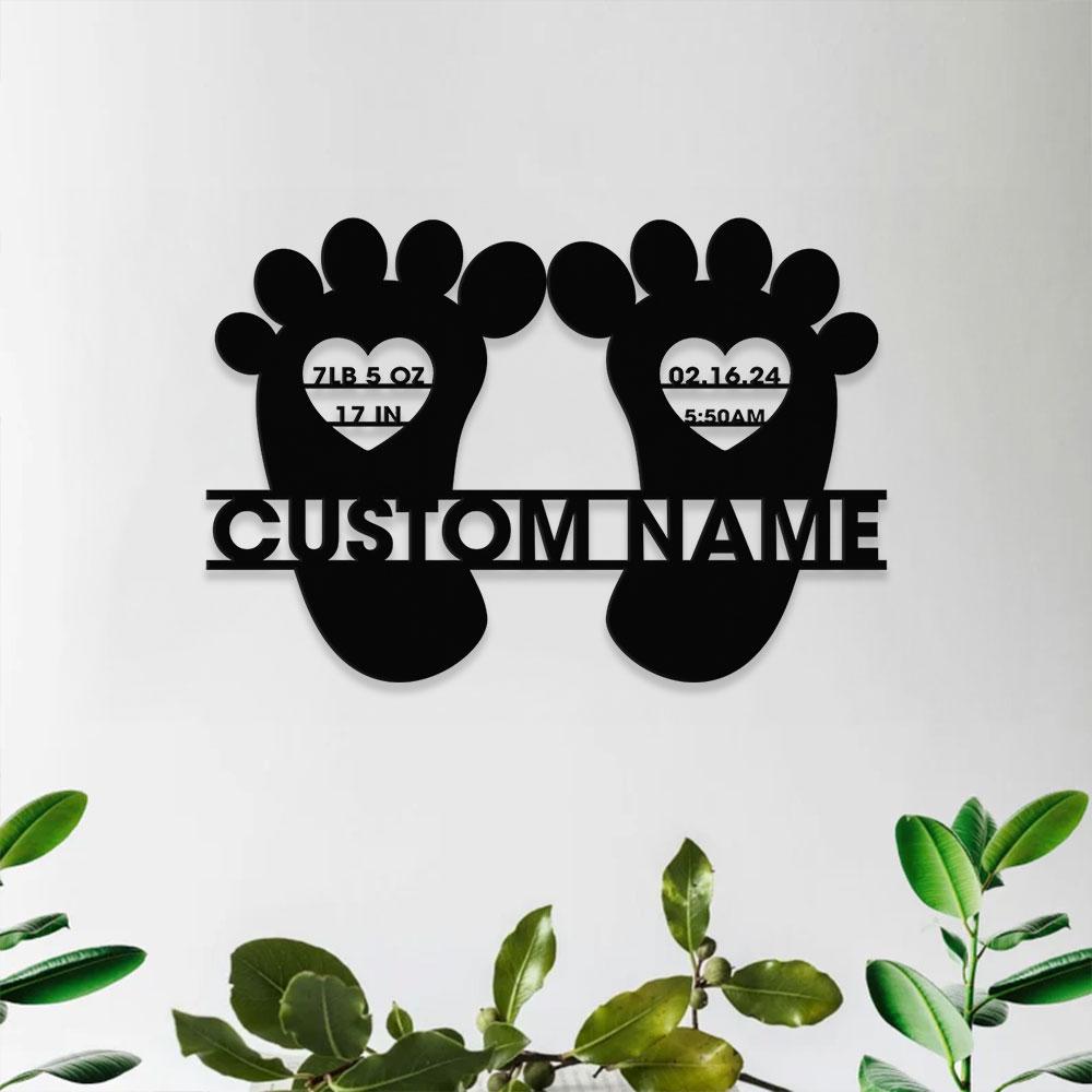 Newborn Prints Monograms Name Metal Sign, Personalized Room Name Led Sign, Outdoor Door Decor,  Address Wall Art, Newborn Gift Ideas