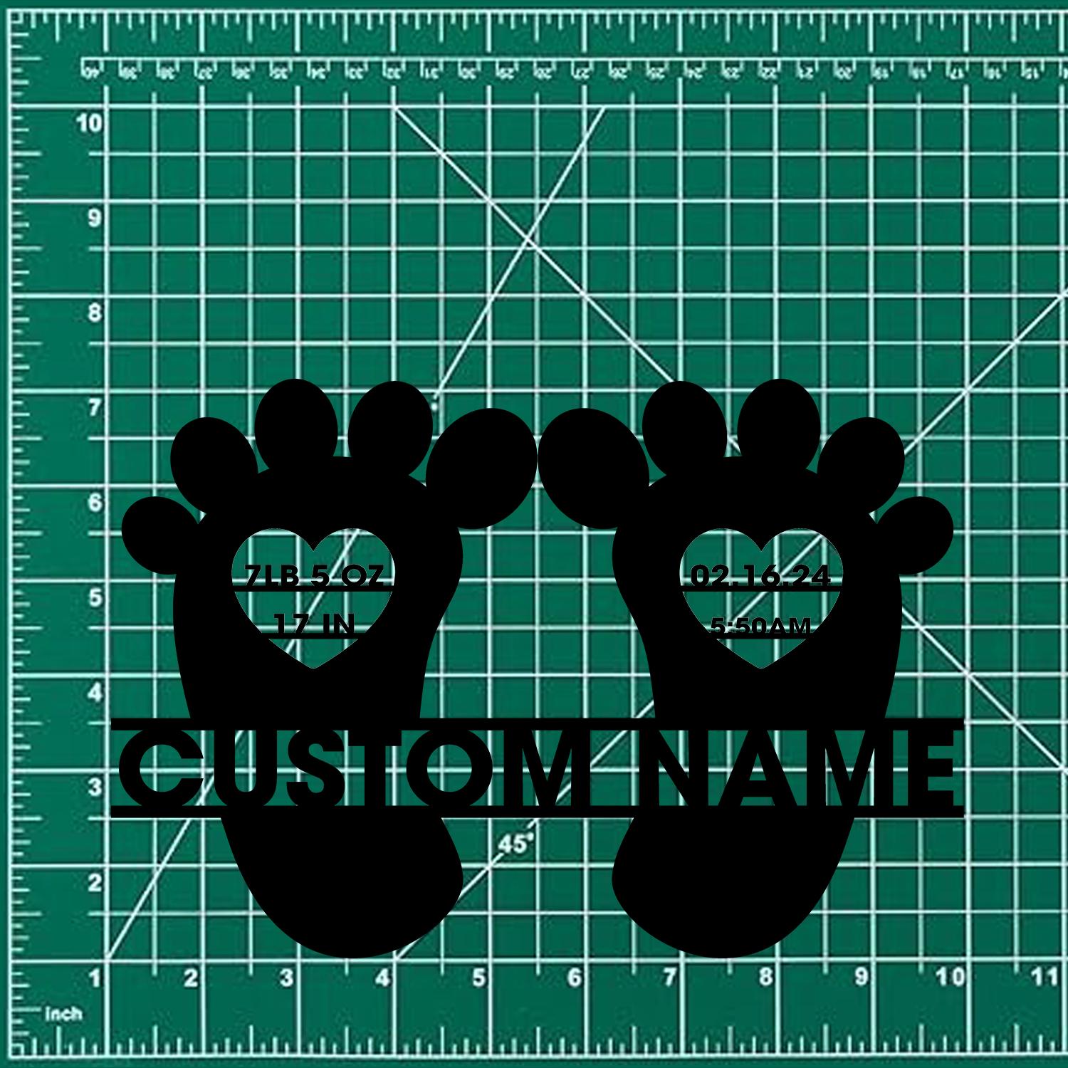 Newborn Prints Monograms Name Metal Sign, Personalized Room Name Led Sign, Outdoor Door Decor,  Address Wall Art, Newborn Gift Ideas