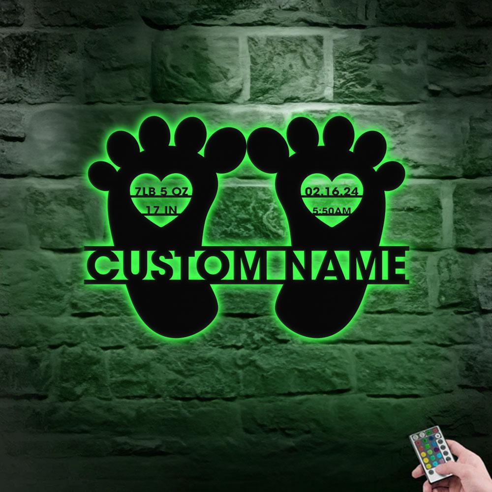 Newborn Prints Monograms Name Metal Sign, Personalized Room Name Led Sign, Outdoor Door Decor,  Address Wall Art, Newborn Gift Ideas