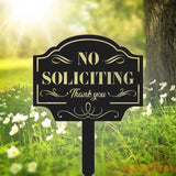No Soliciting Yard Sign Metal Rusty - Metal Garden Sign - Notice Warning Garden Stake - Metal Yard Art | GearViral