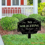 No Soliciting Yard Sign Metal Rusty - Metal Garden Sign - Notice Warning Garden Stake - Metal Yard Art | GearViral