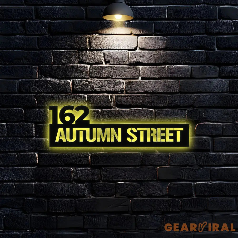 Number Address Door Sign - Number Metal Wall Sign - Address Led Sign - Last Name Initial Hanging - Personalize Metal