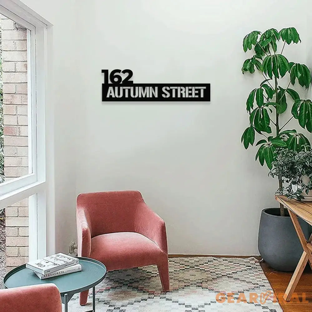 Number Address Door Sign - Number Metal Wall Sign - Address Led Sign - Last Name Initial Hanging - Personalize Metal