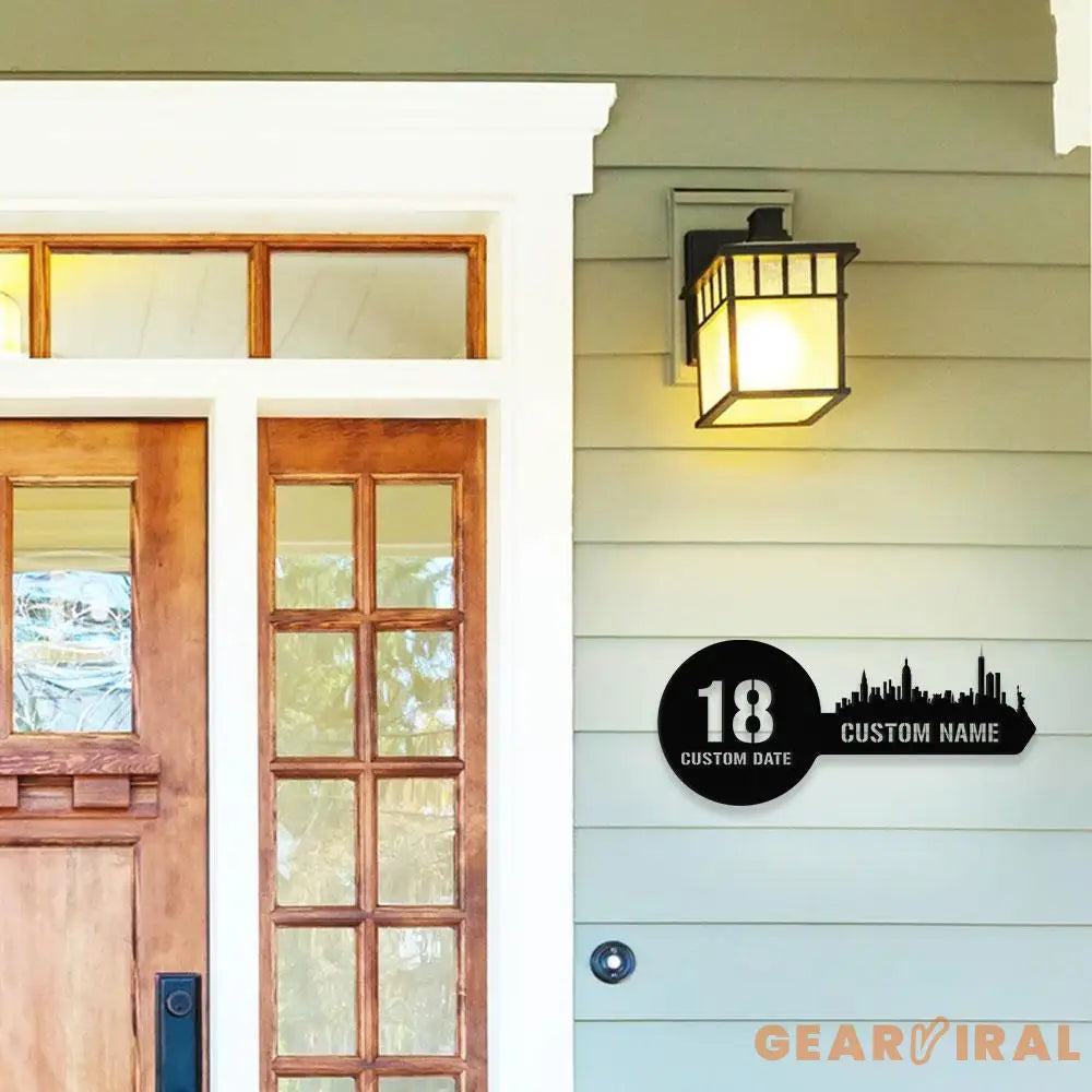 Number Address Key Number Metal Sign with LED Lights Personalized Family Name Metal Sign Family Wall Decor Wall Art