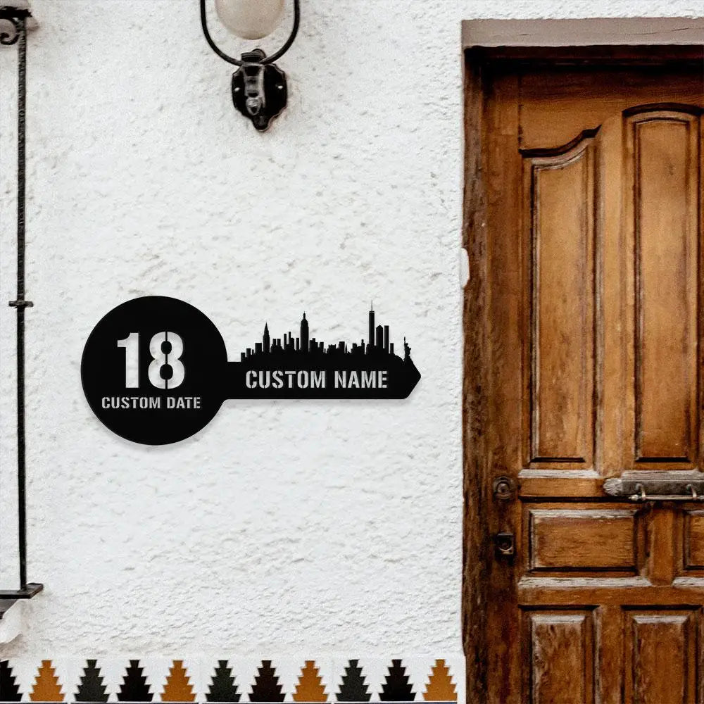 Number Address Key Number Metal Sign with LED Lights Personalized Family Name Metal Sign Family Wall Decor Wall Art