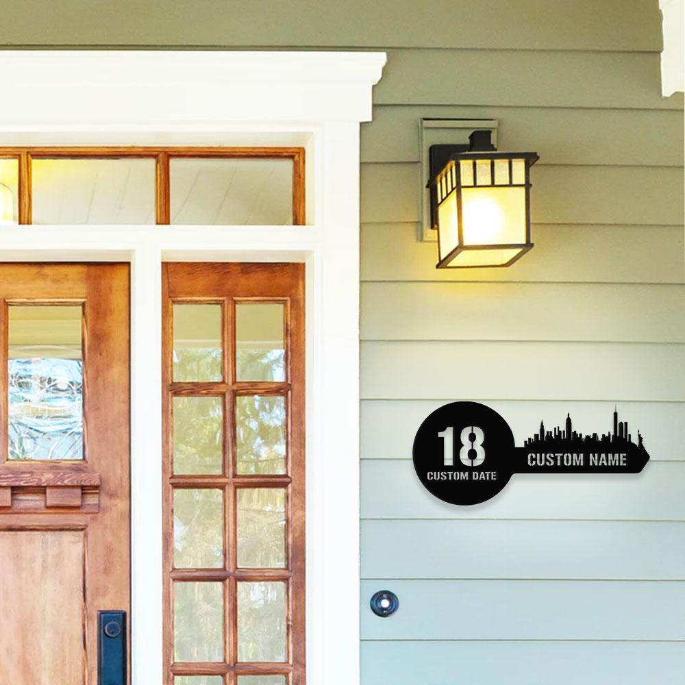 Number Address Key Number Metal Sign with LED Lights, Personalized Family Name Metal Sign, Family Wall Decor, Wall Art, Housewarming