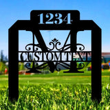 Number Address Metal Sign Metal Stake Personalized Name Yard Sign Outdoor Door Garden Decor Metal Sign Address Number