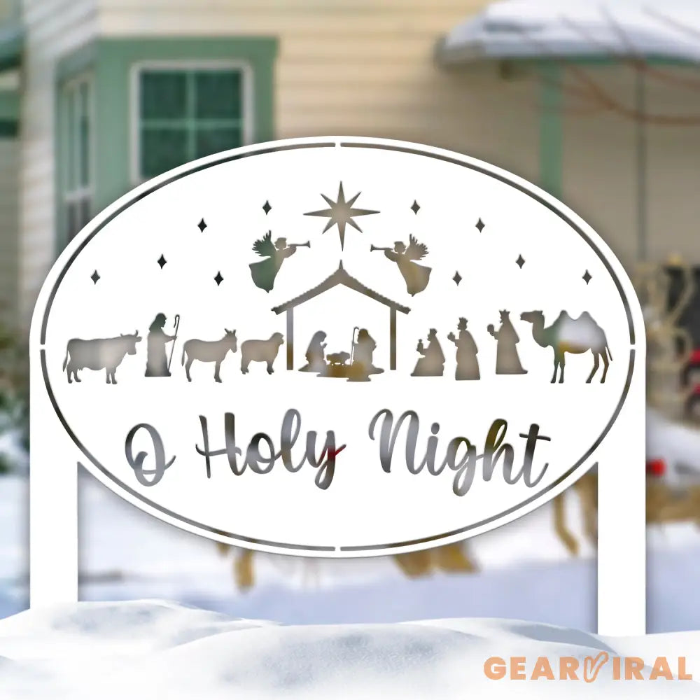O Holy Night Metal Yard Stake Christmas Decor Nativity Yard Stake Metal Outdoor Decorations for the Holidays Christian