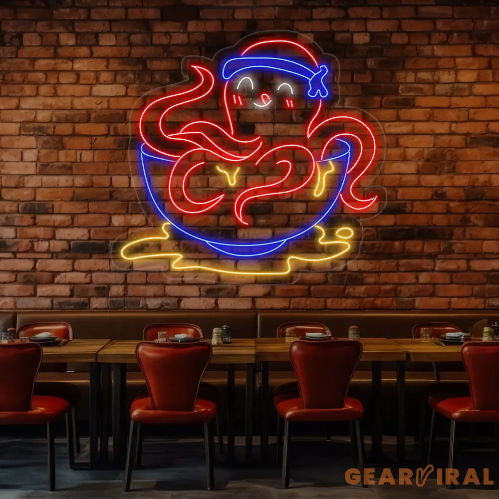 Octopus Bowl Neon Sign Sea Food Led Sign Octopus Neon Light Restaurant Wall Room Decor Food Shop Neon Light Chef Led
