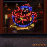 Octopus Bowl Neon Sign Sea Food Led Sign Octopus Neon Light Restaurant Wall Room Decor Food Shop Neon Light Chef Led