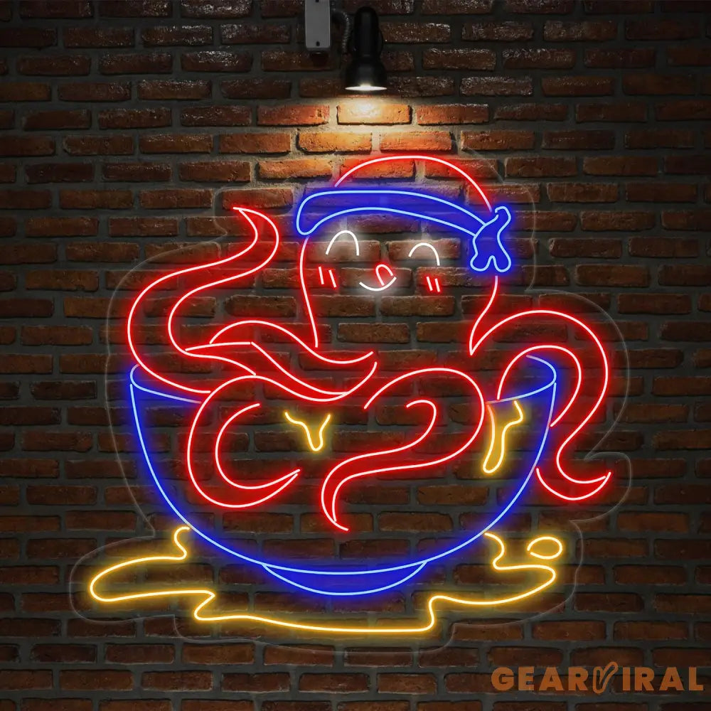 Octopus Bowl Neon Sign Sea Food Led Sign Octopus Neon Light Restaurant Wall Room Decor Food Shop Neon Light Chef Led