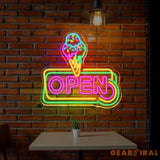 Open Ice Cream Neon Sign Restaurant Neon Sign Business Led Logo Light Ice Cream Decor Neon Sign for Coffee Shop Party