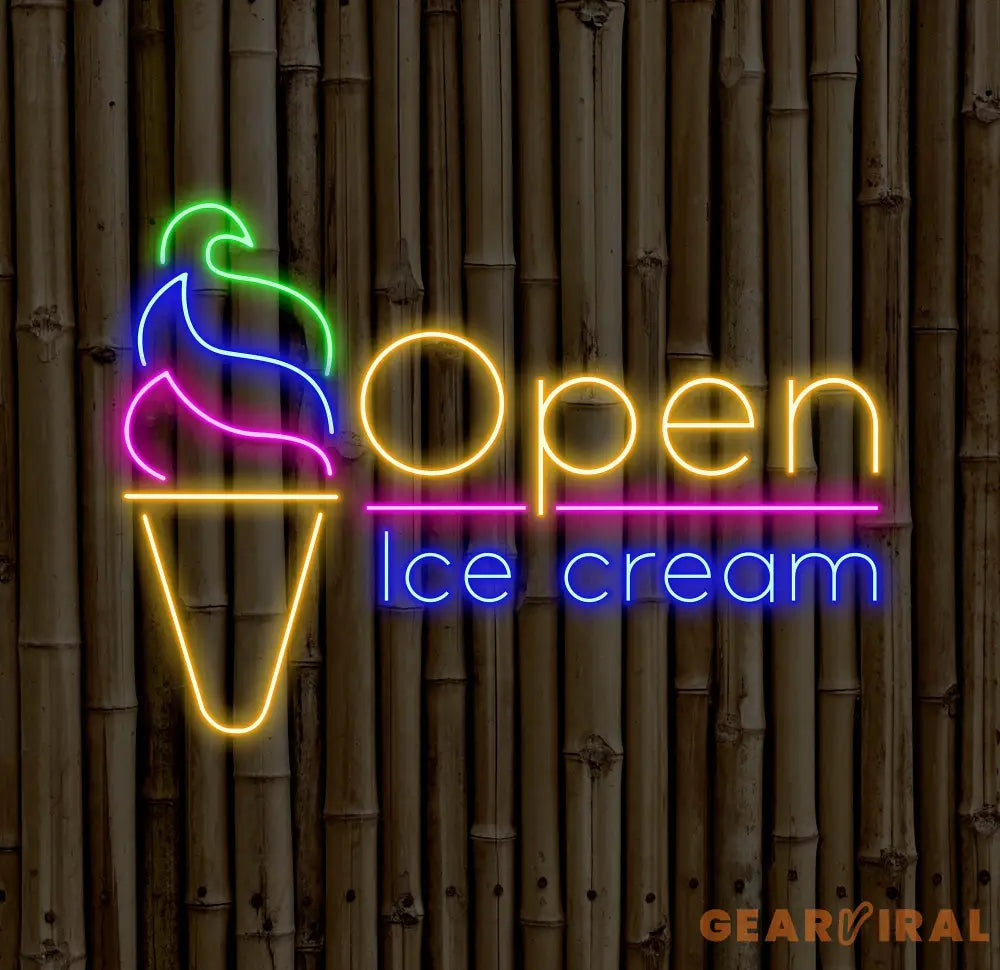 Open Ice Cream Neon Sign Restaurant Neon Sign Business Led Logo Light Ice Cream Decor Neon Sign for Coffee Shop Party