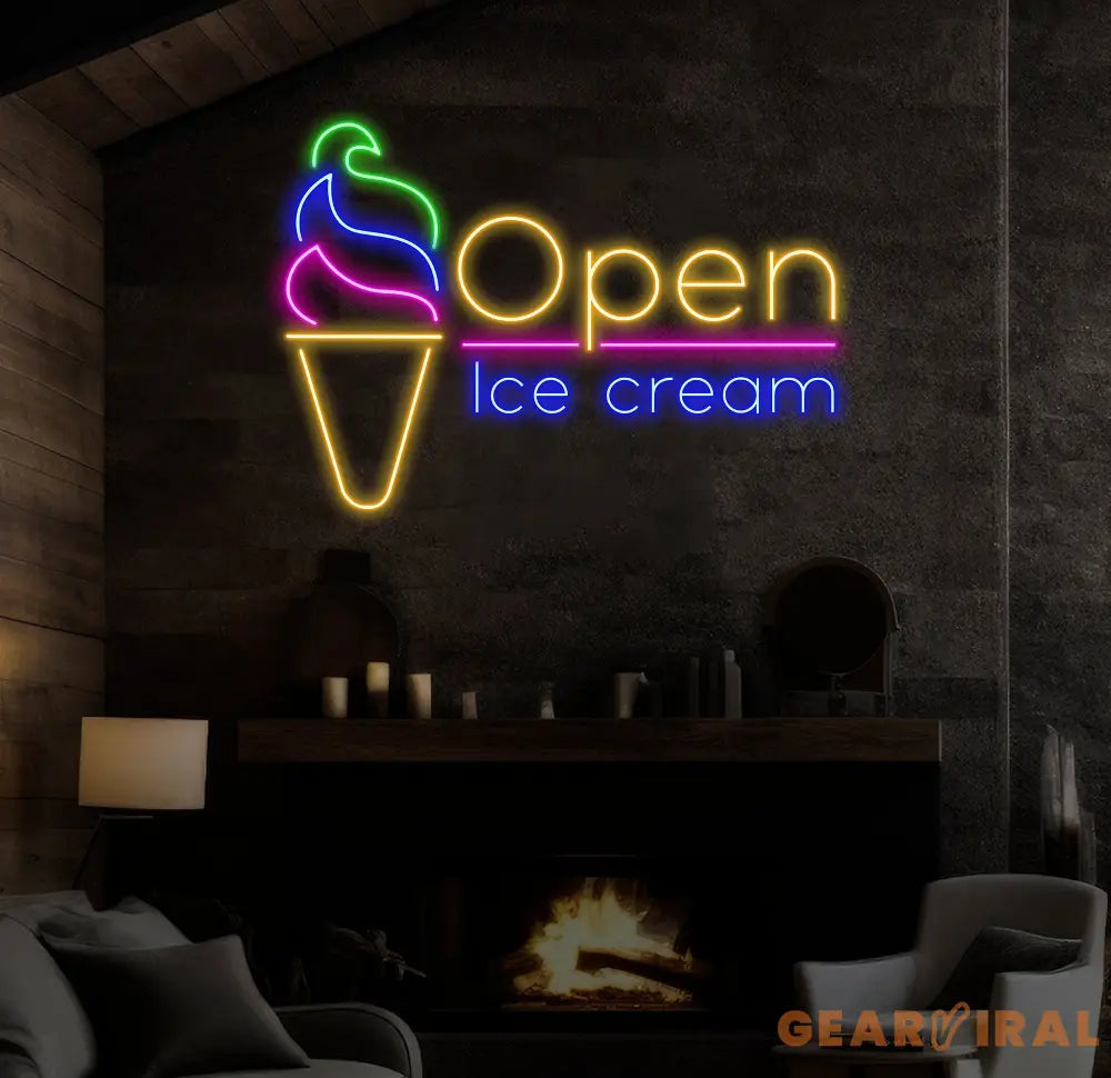 Open Ice Cream Neon Sign Restaurant Neon Sign Business Led Logo Light Ice Cream Decor Neon Sign for Coffee Shop Party