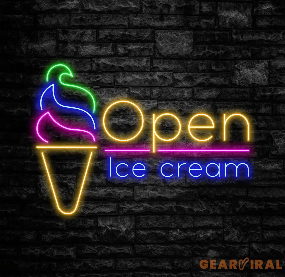 Open Ice Cream Neon Sign Restaurant Neon Sign Business Led Logo Light Ice Cream Decor Neon Sign for Coffee Shop Party