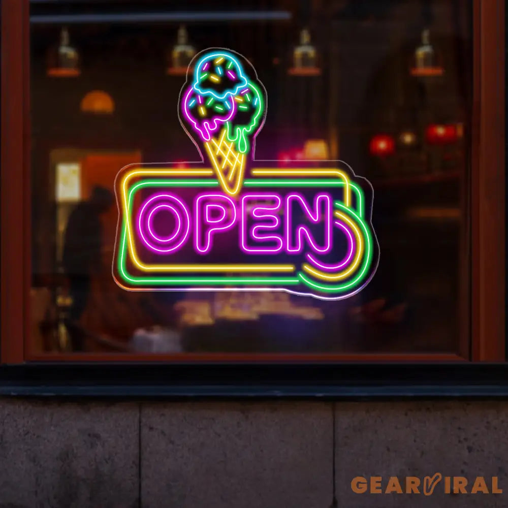 Open Ice Cream Neon Sign Restaurant Neon Sign Business Led Logo Light Ice Cream Decor Neon Sign for Coffee Shop Party
