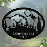 Our amily Camp Custom Name Metal Sign Decor Custom Metal Hanging Sign Personalized Metal Wall Art - Gift For Family