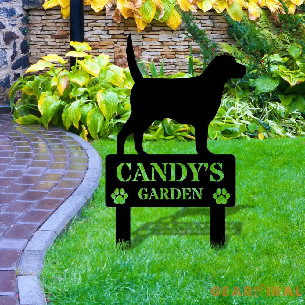Our Garden Custom Metal Sign - Dog Garden Decor - Dog Metal Yard Sign - Personalize Dog Garden Metal Sign